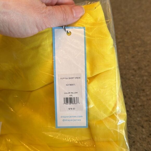 DRAPER JAMES RSVP Yellow Puff Sleeve Mini Dress *NEW* - Picture 5 of 5
